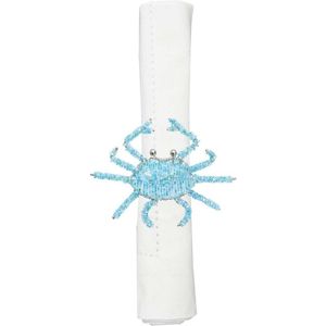 Artisan Woven Teal <b>Crab</b> Beaded Napkin Ring Elegant Handcrafted Nautical Tableware for Luxury Coastal Wedding Banquet Decor - Product Image 3