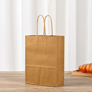 Sacs en papier kraft blancs recyclables, plats, jetables, avec fermeture autocollante et poignées torsadées, pour usage alimentaire - Product Image 4