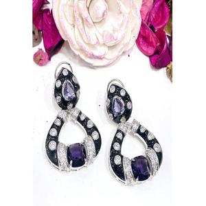 ต่างหูทรงหยดน้ำประดับเพชร CZ คุณภาพพรีเมียม ชุบเงินบนทองเหลือง สำหรับผู้หญิงและเด็กผู้หญิง เหมาะสำหรับงานแต่งงาน คอลเลคชั่นแฟชั่น - Product Image 2