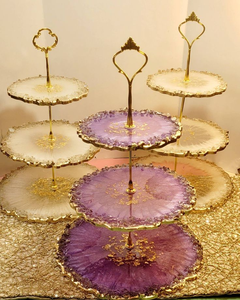 Handmade 3-Tier Resin Cake Stand Cupcake & Dessert Holder Modern Luxury Eco-Friendly Crafts for Home & from India - Product Image 1