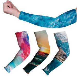 Mangas de compresión deportivas de seda helada y seda de leche con logo personalizado, protección solar UV, para ciclismo, hombres y mujeres - Product Image 1