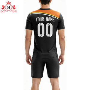 ชุดเสื้อฟุตบอลสีส้มดำแบบซับลิเมชั่นพร้อมกางเกงขาสั้น ชุดยูนิฟอร์มฟุตบอลสำหรับผู้ใหญ่ ผ้าโพลีเอสเตอร์ระบายอากาศ ตรวจจับรอยตะเข็บด้วยเข็ม - Product Image 5