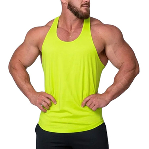 Men's <b>Neon</b> Green Knitted Tank <b>Top</b> O-Neck Solid Color Quick Dry Casual Wear - Product Image 1