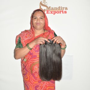 Extensions de cheveux naturels bruts Remy, tissage double machine, longs, soyeux, noirs, lisses, coupés droit, double épaisseur, cheveux humains indiens de temple - Product Image 1
