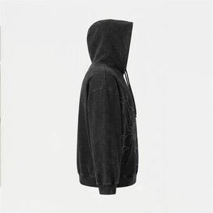 Nouvelle Vente – Sweat à Capuche Oversize Noir pour Homme avec Imprimé Abstrait en Coton French Terry – Coupe Décontractée Automne avec Poches - Product Image 3