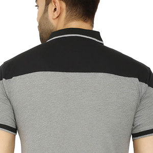 Polo homme personnalisé gris et noir, tricoté, à manches courtes, style décontracté - Product Image 6