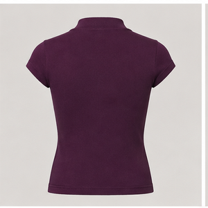 เสื้อยืดแขนสั้นคอเต่าสีม่วงพลัมสำหรับผู้หญิง WTS-0008 - Product Image 2