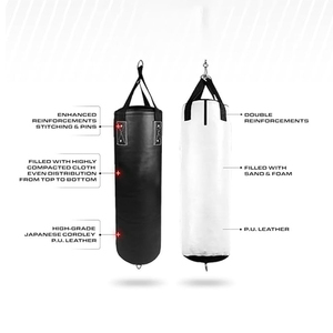 Saco de boxeo de cuero resistente, saco de arena pesado para entrenamiento de boxeo, kickboxing y artes marciales - Product Image 3