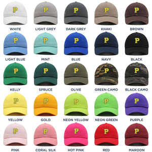 Pink Baseball <b>Cap</b> with Yellow Embroidered P Letter 6-Panel Adjustable Unisex Casual Hat - Product Image 5
