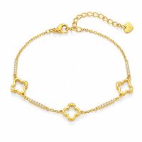 Bracelet trèfle à quatre feuilles anti-ternissement en acier inoxydable avec zircon cubique, bijou porte-bonheur pour femme