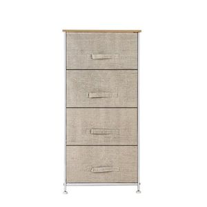 Cassettiera a 4 livelli in tessuto con 4 cassetti a estrazione facilitata e piano in legno per armadio da soggiorno - Product Image 1