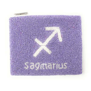 Monedero de cuentas con signo del zodiaco Sagitario, bolsa de cuentas hecha a mano, regalo de cumpleaños, cartera con cremallera, gran capacidad - Product Image 1