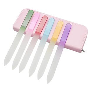 Lime à ongles en verre, outils de nail art, ensemble de limes à ongles en plastique colorées double face, grain 180, réutilisables pour le soin des ongles - Product Image 1