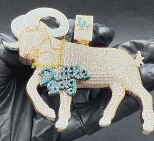 Colgante de Lujo para Hombre con Cara de Cabra 3D, Plata 925, Joyería HipHop, para Amantes de los Animales, Personalizado con Moissanita VVS, Certificado, Pasa la Prueba del Diamante - Product Image 3