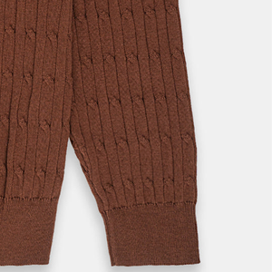 Men's Brown Knitted Crewneck <b>Sweater</b> Full Sleeve Solid Color Autumn Pullover Standard Thickness 100% Acrylic - Product Image 3