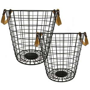Wholesale Kitchen Bathroom Organizer Metal Mesh <b>Baskets</b> Stainless Steel Wire Mesh Storage <b>Basket</b> With Wooden Handle - Product Image 1