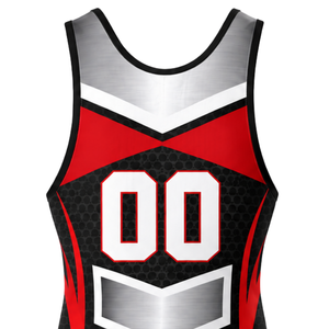 Traje de Lucha Sublimado Rojo y Negro para Hombre, Uniforme Deportivo de Poliéster para Entrenamiento y Rendimiento - Product Image 5