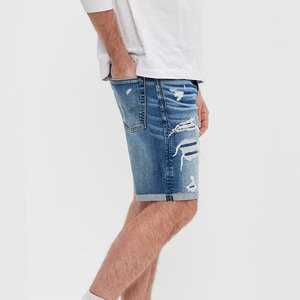 Shorts en jean déchirés taille haute pour homme, coupe ample, délavés, style décontracté - Product Image 4