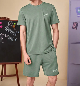 Hot Selling New Arrival Men's and Women's T-Shirt & Shorts <b>Set</b> Summer 100% Cotton Simple Solid Color Unisex T-Shirt Shorts <b>sets</b> - Product Image 6