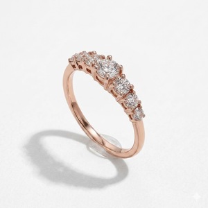 Anillo de media eternidad de oro amarillo de 18 quilates con corte redondo VBSR-123, 0.53 quilates, anillo de boda, diamante cultivado en laboratorio, anillo de compromiso apilable, venta al por mayor - Product Image 1