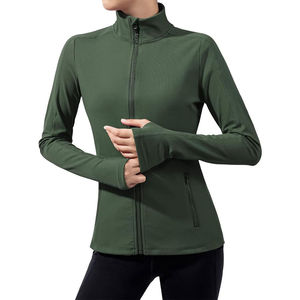 Women Slim Fit Motorcycle Jacket Full Zip Quick Dry Breathable Gym Running Yoga Training Stretch Activewear Long Sleeve - Product Image 6