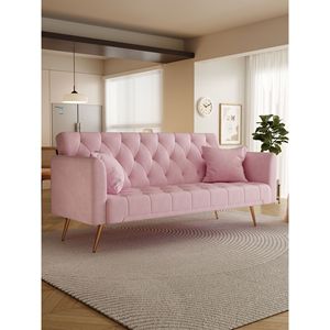 Divano Convertibile Americano Retrò da 71 Pollici in Velluto Rosa per Piccoli Soggiorni, Camere da Letto o Uffici - Product Image 1