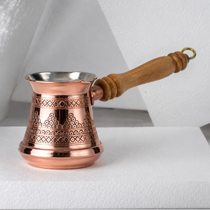 Handmade Pure Copper Turkish Coffee Pot Cezve Ibrik Wooden Handle <b>Arabic</b> Greek Espresso Coffee Maker Milk Warmer Butter Pot - Product Image 3