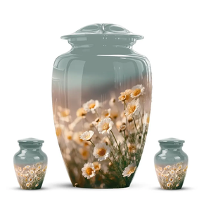 Decorative Adult <b>Ashes</b> Urn Metal Cremation <b>Keepsake</b> Vessel Floral Memorial Burial Urn for Home Shrine - Product Image 3