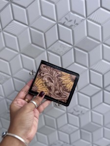 New Designer Hand Tooled Leather <b>Wallet</b> Men's <b>Long</b> Zipper Multi Uses <b>Wallet</b> Hot Sale Fashion Sun Flower Cash Holder Gift - Product Image 3