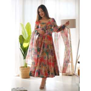 MUSKAN ZORRO AZUL CIELO GEORGETTE: - Product Image 5