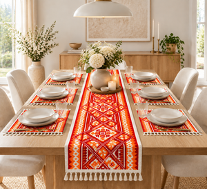 Custom Modern Geometric Jacquard Cotton Washable Rectangular Woven <b>Place</b> <b>Mats</b> with Tassel Trim for Home Dining Table - Product Image 2