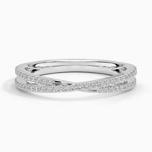 Twisted Diamond Band <b>Ring</b> Double Row Pavé Criss <b>Cross</b> Wedding Band Dainty Stackable Rose Gold <b>Ring</b> Elegant - Product Image 5