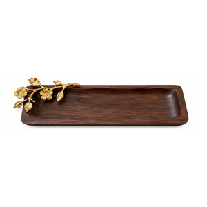 Plateau de service rond en bois de qualité supérieure avec bordure en métal doré découpé, plateau décoratif pour table basse, plateau de service pour hôtel, meilleur prix - Product Image 2