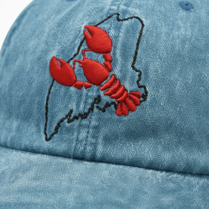 Vintage Washed Dad <b>Hat</b> 100% Cotton Lobster Embroidery Baseball Cap Maine State Outline OEM Custom Casual Cap - Product Image 2