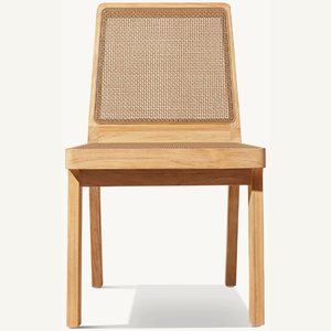 Silla individual sin brazos en oferta con detalles de ratán en un estilo moderno y sencillo, resistente y duradera. - Product Image 1