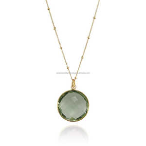 925 argent sterling vert améthyste pierre précieuse naturelle or vermeil lunette faite à la main collier de haute qualité bijoux en argent faits à la main - Product Image 1