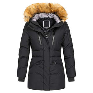 Veste matelassée à capuche zippée pour femme, style streetwear, coupe-vent, longue, chaude, pour l'extérieur, hiver, parka isolée avec logo personnalisé - Product Image 1