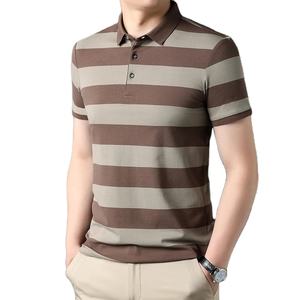 Chemises polo d'été pour hommes avec manches courtes, rayures d'affaires imprimées, hauts décontractés, vêtements de sport, t-shirts surdimensionnés, vêtements pour hommes - Product Image 1
