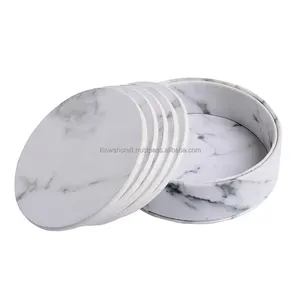 High Quality <b>Ceramic</b> <b>Coasters</b> and Coffee Mug Drink Mat Set Classic Marble Texture Resin for Home & Hotel Kitchen Use - Product Image 1