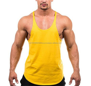 Wholesale Custom High Quality Cotton Spandex Men's Running Vest Bodybuilding Stringer Tank Top Men Gym Sleeveless Shirt - Product Image 1