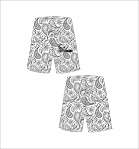 Shorts de basketball personnalisés blancs et noirs avec motif floral Paisley, légers, respirants, en maille, équipement d'entraînement athlétique - Product Image 1