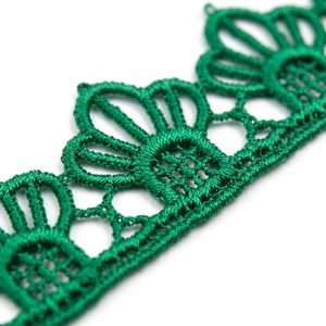 15mm <b>Emerald</b> Green Floral Guipure GPO Lace Trim Customizable Manufacturer Supplier 20 Meter Packing for Table Linen Curtains - Product Image 4
