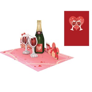 Tarjeta de San Valentín 3D Pop-Up con Botella de Champán y Tarjeta de Felicitación, Tema de Amor 3D, Tarjetas de Felicitación Hechas a Mano con Troquelado - Product Image 3