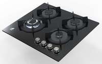 Estufa de Gas Empotrable de 4 Quemadores de Vidrio Negro Premium con Encendido Electrónico, Eficiencia Energética Clase B para Uso en Hogar, Hotel y Exteriores