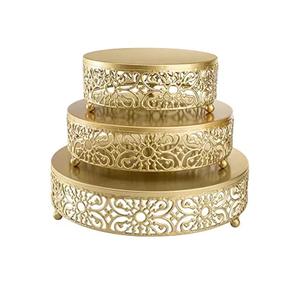 Ensemble de 3 supports à gâteau ronds en aluminium, décoratifs, pour la maison, les mariages, les fêtes et les événements. - Product Image 6