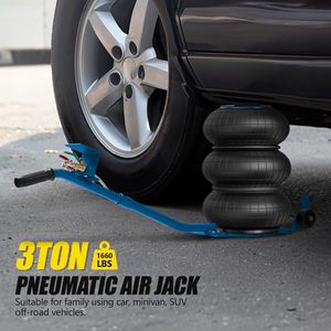 Martinetto Pneumatico in Acciaio da 3 Tonnellate, Sollevamento Rapido 3.5S, con Tre Sacche d'Aria, per Auto, Solleva fino a 15.75 Pollici - Product Image 4