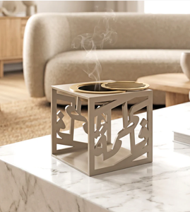 Luxury Marble and Brass Bakhoor Burner Decorative <b>Oud</b> Incense Burner with Perforated Lid for Home Decor - Product Image 6