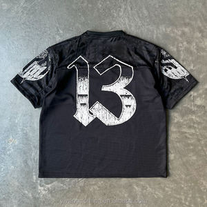 Maillot de football rétro streetwear en gros, personnalisable avec numéro, en maille sport, coupe décontractée classique, col en V, unisexe - Product Image 5