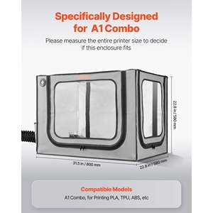 Bambu Lab A1 Combo Gris, boîtier d'imprimante 3D, grande taille, tissu Oxford 600D, tente, LED, étanche, température constante, protection - Product Image 3