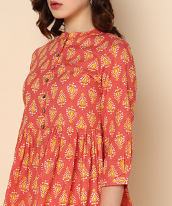 Maaesa - Blusa de Algodón Estampada para Mujer, Cuello Mao, Mangas 3/4, Tela Ligera y Transpirable - Product Image 2